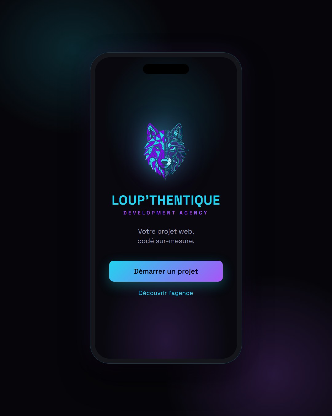 Loup'thentique Dev Agency, écran d'application mobile