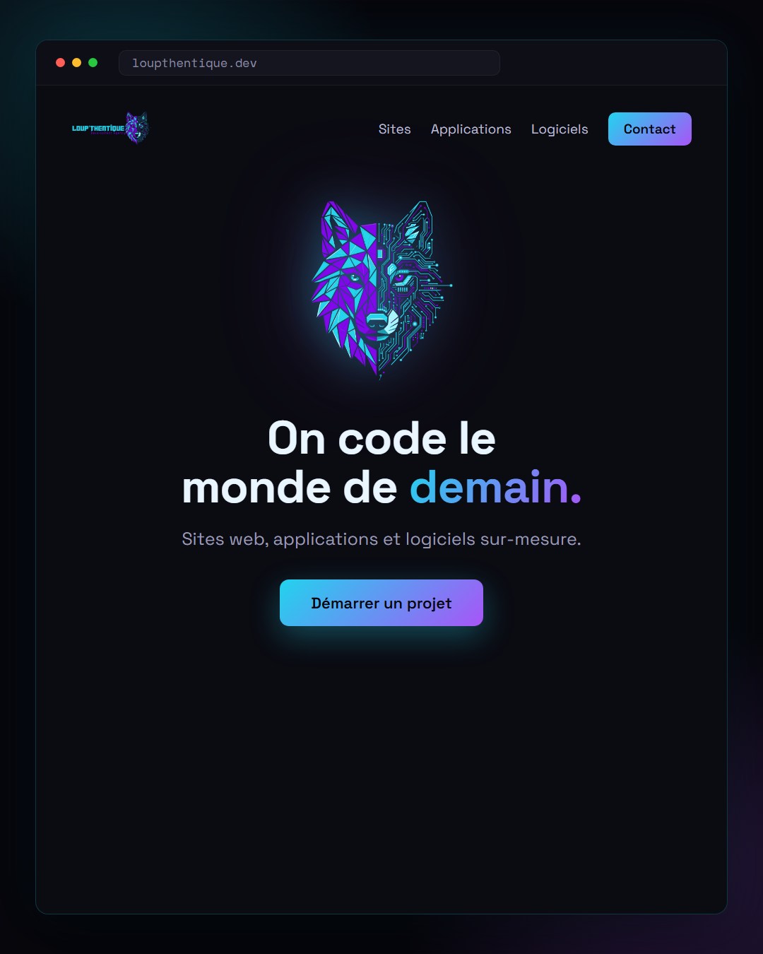 Loup'thentique Dev Agency, maquette de site web