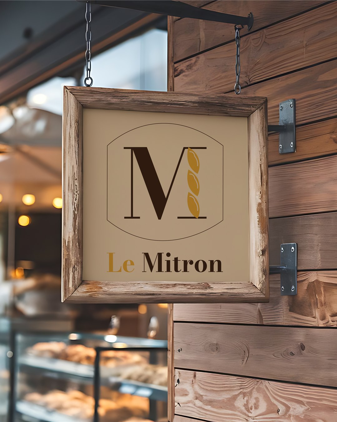 Le Mitron, enseigne en bois